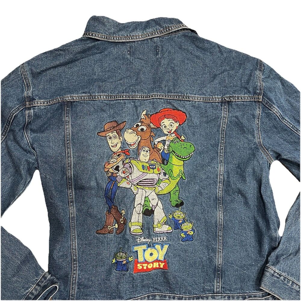Disney Pixar Toy Story 25th Anniversary Denim Jacket Womens L Blue Woody Buzz